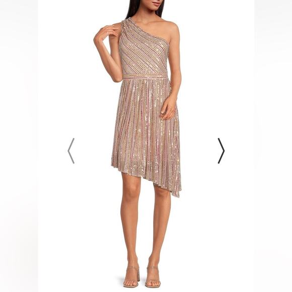 Laundry by Shelli Segal One Shoulder Sleeveless Sequins Dress pride mermaidcore - Picture 1 of 9